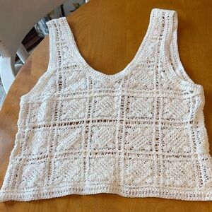 Dalia Collection Crochet Knit Tank Top - Cream